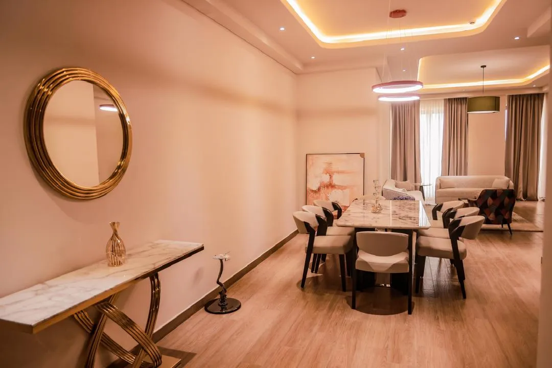Refined dining space inside a Berga's three-bedroom residence